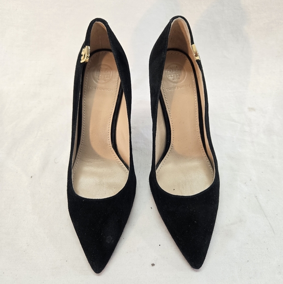 Tory Burch Women's 5M Black ELIZABETH Pointed Toe Pump Royal Suede - Picture 3 of 8